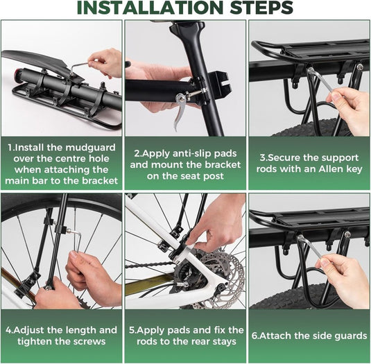 ROCKBROS Fietsenrek Fiets Bagagedrager Mountainbike Frame Snelkoppeling met Reflector 24-29 inch met/zonder Spatborden Aluminiumlegering - happygetfit.com