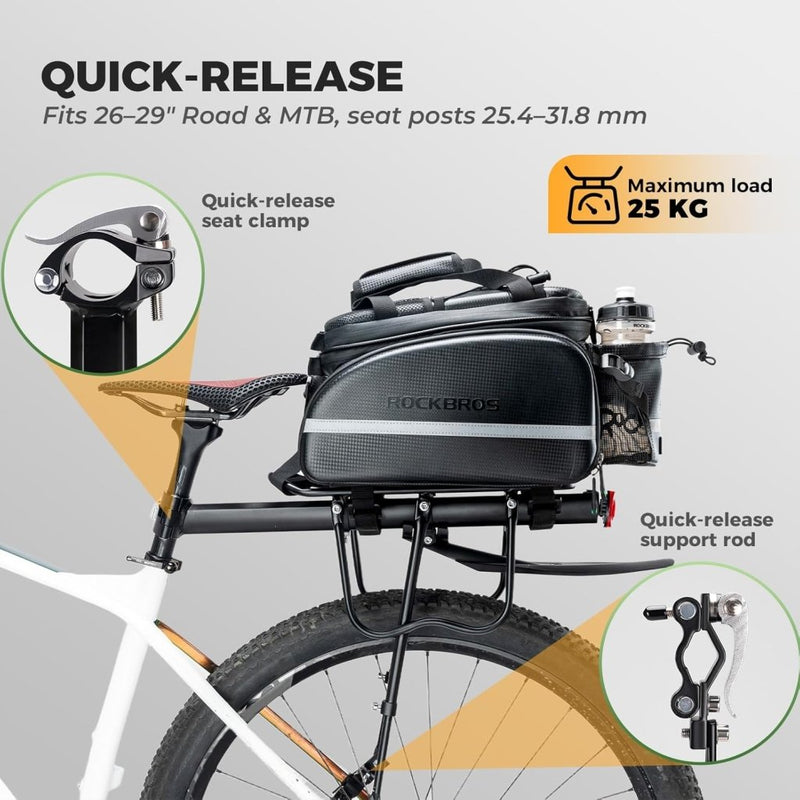 Laad afbeelding in Galerijviewer, ROCKBROS Fietsenrek Fiets Bagagedrager Mountainbike Frame Snelkoppeling met Reflector 24-29 inch met/zonder Spatborden Aluminiumlegering - happygetfit.com
