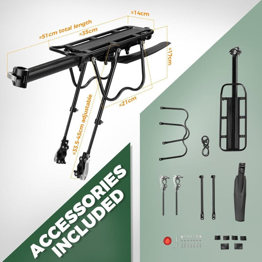 ROCKBROS Fietsenrek Fiets Bagagedrager Mountainbike Frame Snelkoppeling met Reflector 24-29 inch met/zonder Spatborden Aluminiumlegering - happygetfit.com