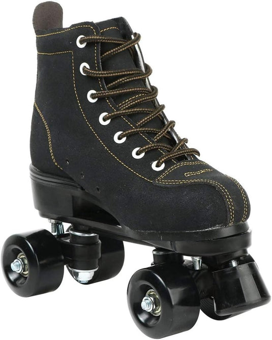 Rolschaatsen Dubbele rijschaatsen Verstelbare vierwielige rolschaatsen voor buiten, maat 4.5/5.5/6.5/7/7.5/8/8.5/9.5/10.5 (zwart, 45=UK:10.5) - happygetfit.com