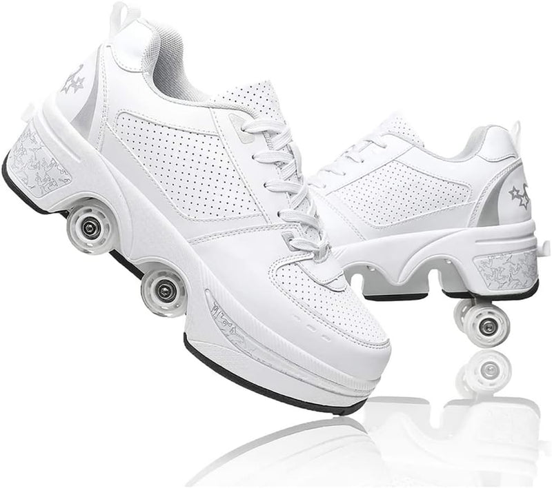Laad afbeelding in Galerijviewer, Rolschaatsen met wielen voor meisjes, vervorming, rolschaatsen, 2-in-1 inline skates, multifunctionele rolschaatsen, casual sportschoenen - happygetfit.com
