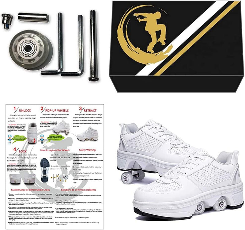 Laad afbeelding in Galerijviewer, Rolschaatsen met wielen voor meisjes, vervorming, rolschaatsen, 2-in-1 inline skates, multifunctionele rolschaatsen, casual sportschoenen - happygetfit.com
