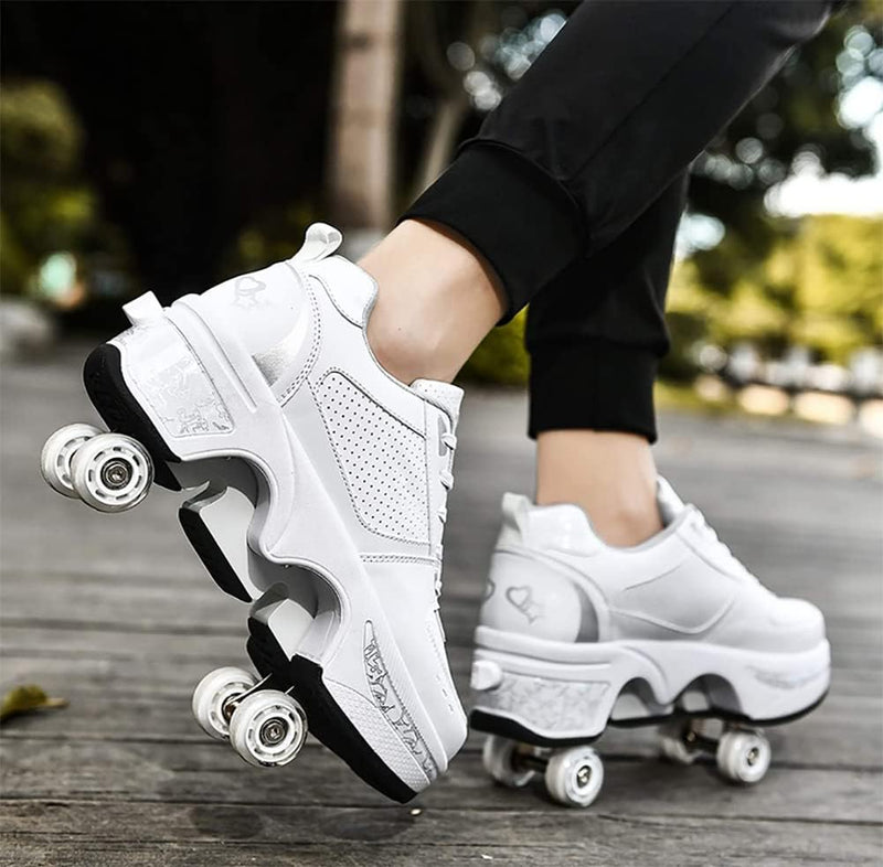 Laad afbeelding in Galerijviewer, Rolschaatsen met wielen voor meisjes, vervorming, rolschaatsen, 2-in-1 inline skates, multifunctionele rolschaatsen, casual sportschoenen - happygetfit.com
