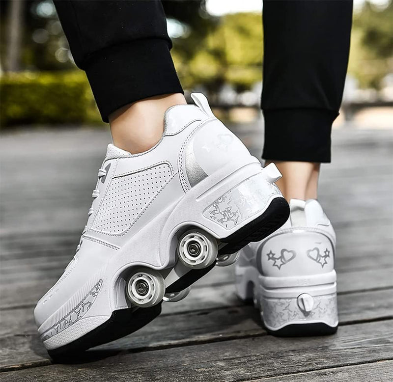 Laad afbeelding in Galerijviewer, Rolschaatsen met wielen voor meisjes, vervorming, rolschaatsen, 2-in-1 inline skates, multifunctionele rolschaatsen, casual sportschoenen - happygetfit.com
