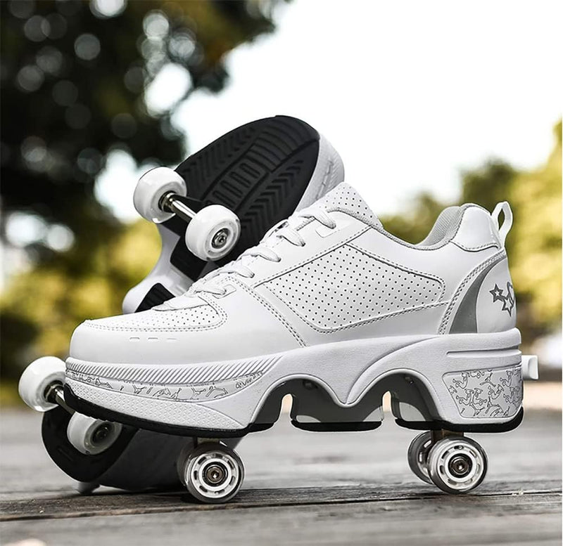 Laad afbeelding in Galerijviewer, Rolschaatsen met wielen voor meisjes, vervorming, rolschaatsen, 2-in-1 inline skates, multifunctionele rolschaatsen, casual sportschoenen - happygetfit.com
