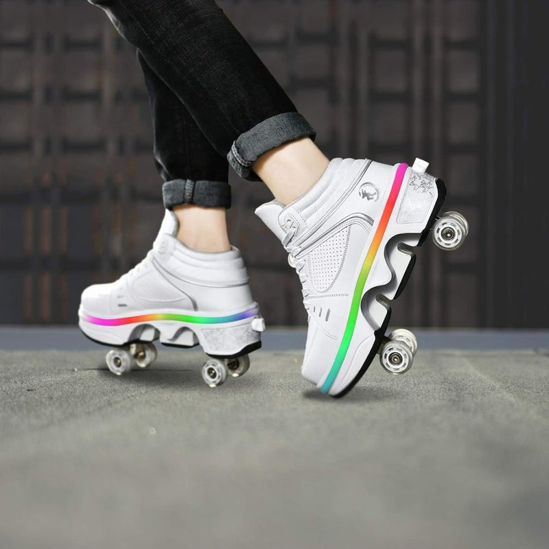 Laad afbeelding in Galerijviewer, Rolschaatsen, schoenen met wieltjes, skateschoenen, inline skates, verstelbare damesschoenen met wieltjes, voor meisjes - happygetfit.com

