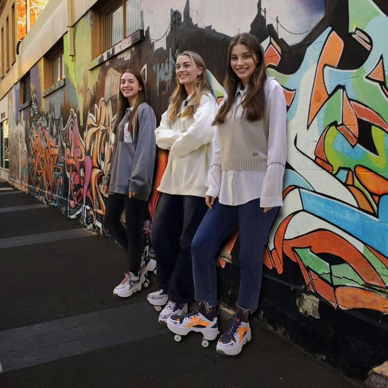 Laad afbeelding in Galerijviewer, Rolschaatsen, schoenen met wieltjes, skateschoenen, inline skates, verstelbare damesschoenen met wieltjes, voor meisjes - happygetfit.com
