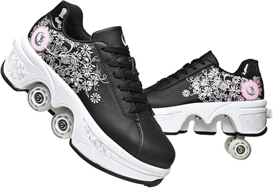Rolschaatsen, schoenen met wieltjes, skateschoenen, inline skates, verstelbare damesschoenen met wieltjes, voor meisjes - happygetfit.com