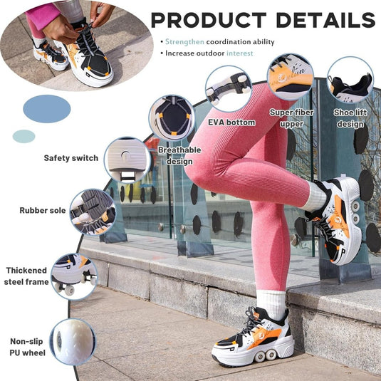 Rolschaatsen, schoenen met wieltjes, skateschoenen, inline skates, verstelbare damesschoenen met wieltjes, voor meisjes - happygetfit.com