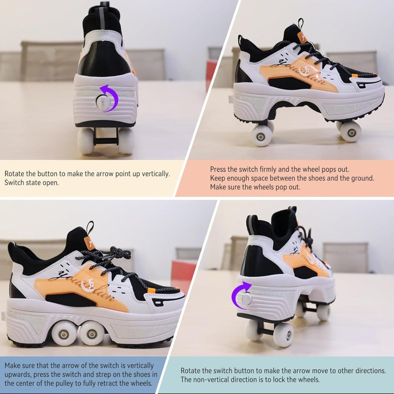 Laad afbeelding in Galerijviewer, Rolschaatsen, schoenen met wieltjes, skateschoenen, inline skates, verstelbare damesschoenen met wieltjes, voor meisjes - happygetfit.com
