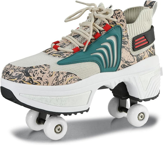 Rolschaatsen, schoenen met wieltjes, skateschoenen, inline skates, verstelbare damesschoenen met wieltjes, voor meisjes - happygetfit.com