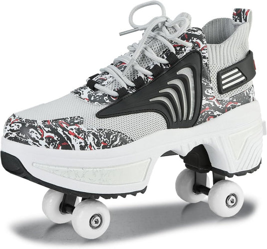 Rolschaatsen, schoenen met wieltjes, skateschoenen, inline skates, verstelbare damesschoenen met wieltjes, voor meisjes - happygetfit.com