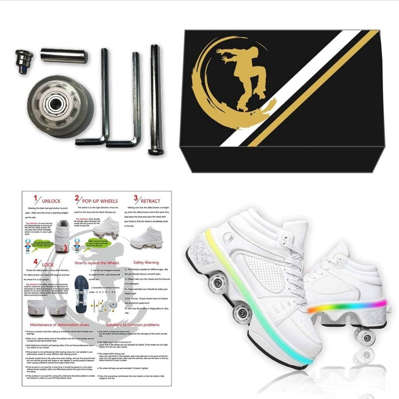 Laad afbeelding in Galerijviewer, Rolschaatsen, schoenen met wieltjes, skateschoenen, inline skates, verstelbare damesschoenen met wieltjes, voor meisjes - happygetfit.com
