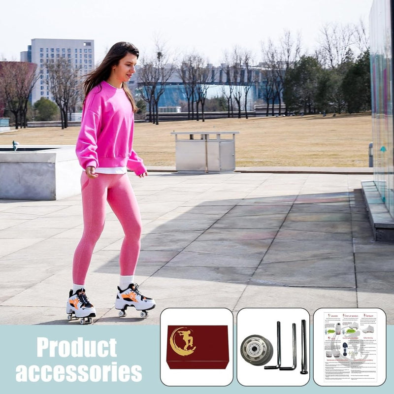 Laad afbeelding in Galerijviewer, Rolschaatsen, schoenen met wieltjes, skateschoenen, inline skates, verstelbare damesschoenen met wieltjes, voor meisjes - happygetfit.com
