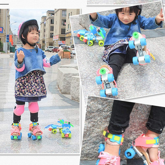Rolschaatsen voor kinderen, verstelbaar, 4 wielen, inlineskates, schaatsen, chroom, kogellagers, fitnessschoenen, inlineskates, voor meisjes en jongens, beginners - happygetfit.com