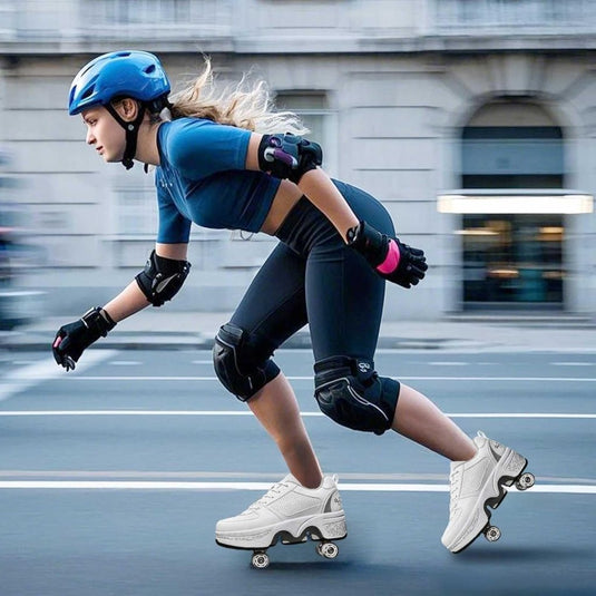 Rolschoenen voor jongens en meisjes, met wielen, intrekbaar, sneakers, schoenen die veranderen in een roller met 4 wielen, voor jongeren en volwassenen - happygetfit.com