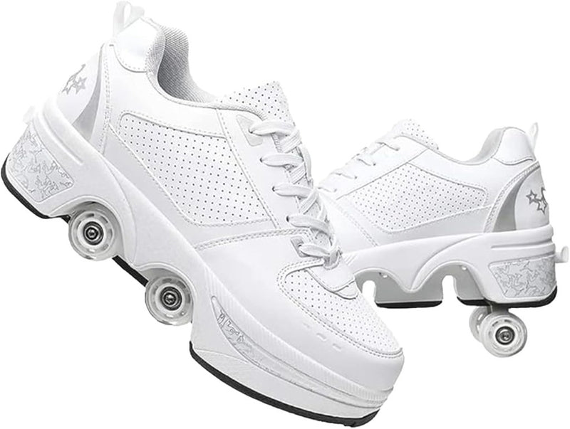 Laad afbeelding in Galerijviewer, Rolschoenen voor jongens en meisjes, met wielen, intrekbaar, sneakers, schoenen die veranderen in een roller met 4 wielen, voor jongeren en volwassenen - happygetfit.com
