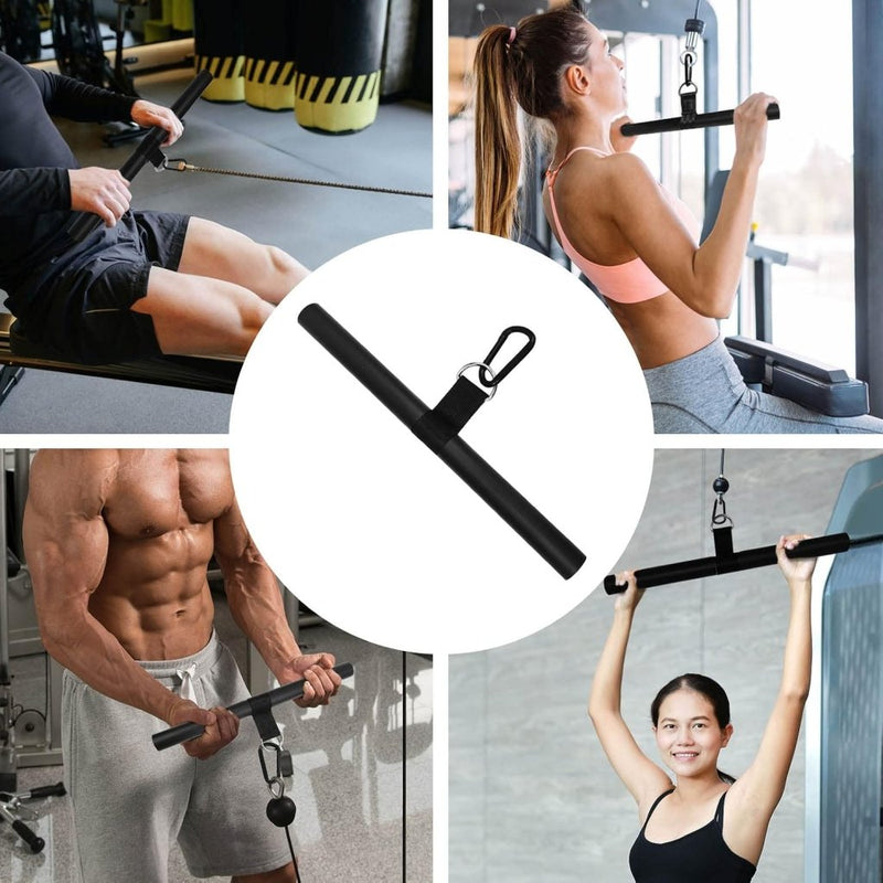 Załaduj obraz do przeglądarki galerii, Roterende rechte kabelstang 42,5 cm met karabijnhaak – lat pulldown bar – kabelaccessoire - happygetfit.com
