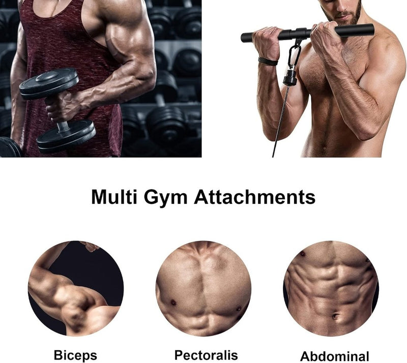 Załaduj obraz do przeglądarki galerii, Roterende rechte kabelstang 42,5 cm met karabijnhaak – lat pulldown bar – kabelaccessoire - happygetfit.com
