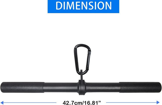 Roterende rechte kabelstang 42,5 cm met karabijnhaak – lat pulldown bar – kabelaccessoire - happygetfit.com
