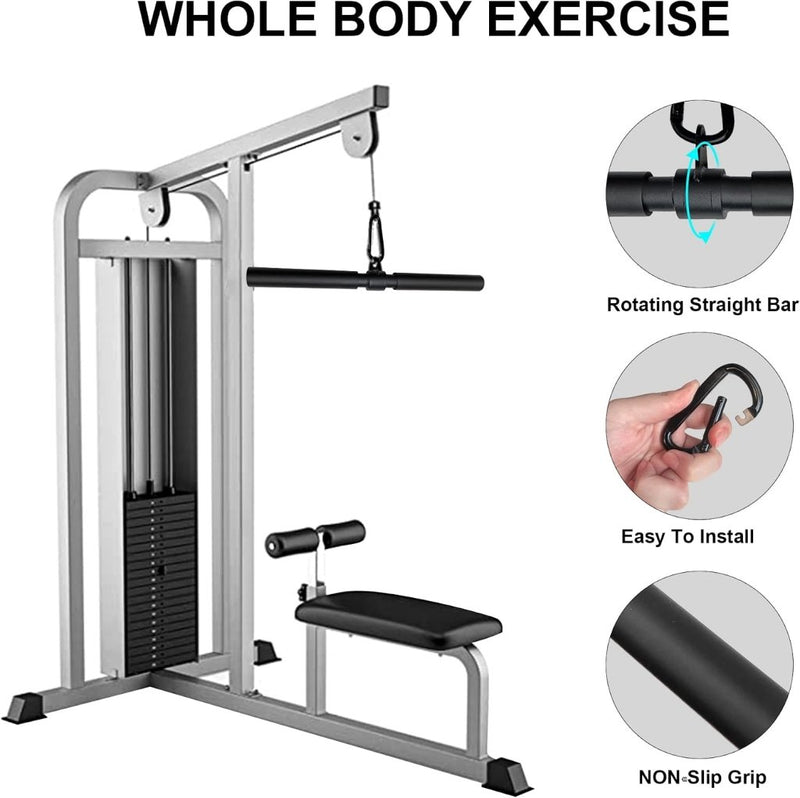 Załaduj obraz do przeglądarki galerii, Roterende rechte kabelstang 42,5 cm met karabijnhaak – lat pulldown bar – kabelaccessoire - happygetfit.com
