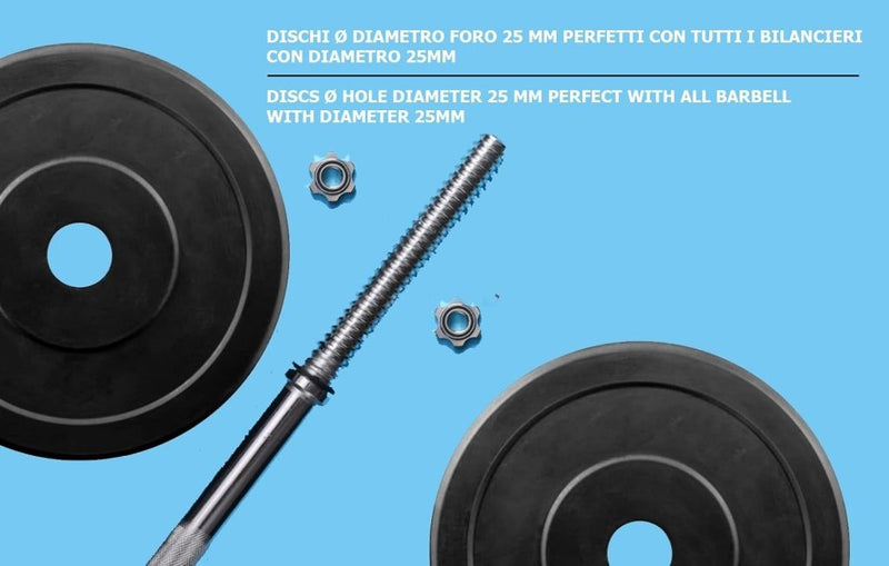 Load image into Gallery viewer, Rubberen gietijzeren schijven G5 HT SPORT Ø gat 25 mm voor sportschool en thuisgymnastiek van 0,5 tot 20 kg voor stuur en halters - happygetfit.com
