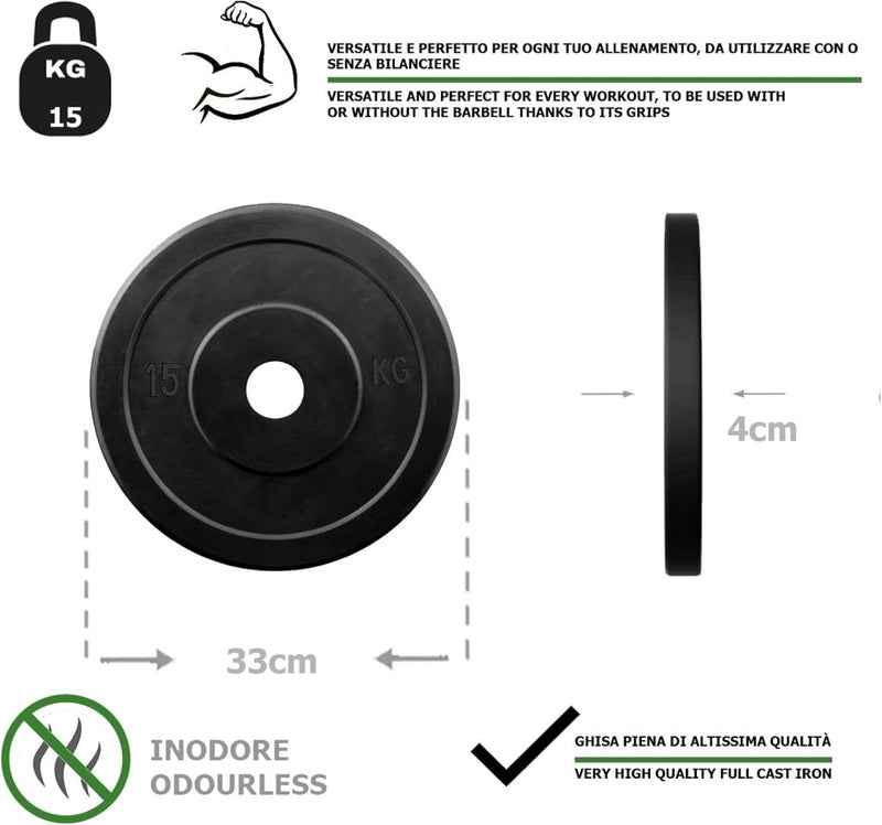 Load image into Gallery viewer, Rubberen gietijzeren schijven G5 HT SPORT Ø gat 25 mm voor sportschool en thuisgymnastiek van 0,5 tot 20 kg voor stuur en halters - happygetfit.com

