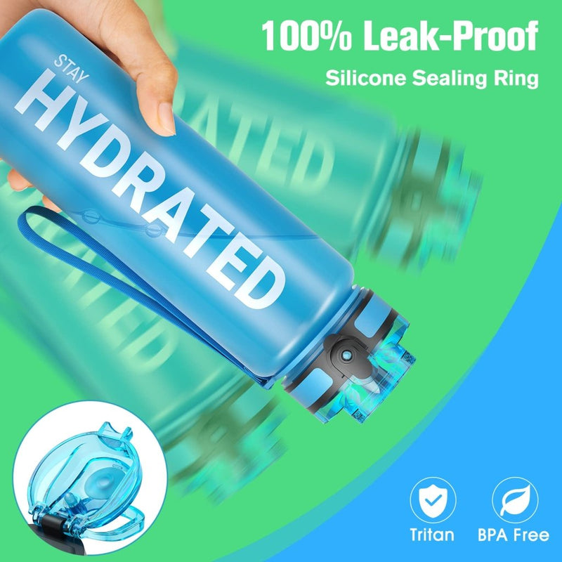 Laad afbeelding in Galerijviewer, Sahara Sailor Water Bottle, 32/25/17oz Durable and Leakproof Water Bottles Motivational with Time Marker, Tritan, BPA Free, Wide Mouth with Easy Clean Brush for Gym, Travel, School, Office (1 Bottle) - happygetfit.com
