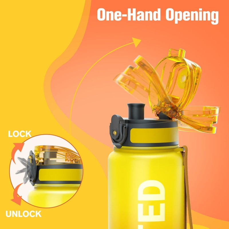 Laad afbeelding in Galerijviewer, Sahara Sailor Water Bottle, 32/25/17oz Durable and Leakproof Water Bottles Motivational with Time Marker, Tritan, BPA Free, Wide Mouth with Easy Clean Brush for Gym, Travel, School, Office (1 Bottle) - happygetfit.com
