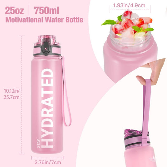 Sahara Sailor Water Bottle, 32/25/17oz Durable and Leakproof Water Bottles Motivational with Time Marker, Tritan, BPA Free, Wide Mouth with Easy Clean Brush for Gym, Travel, School, Office (1 Bottle) - happygetfit.com