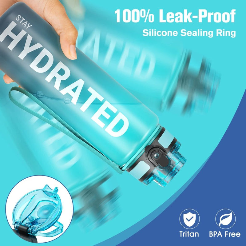 Laad afbeelding in Galerijviewer, Sahara Sailor Water Bottle, 32/25/17oz Durable and Leakproof Water Bottles Motivational with Time Marker, Tritan, BPA Free, Wide Mouth with Easy Clean Brush for Gym, Travel, School, Office (1 Bottle) - happygetfit.com
