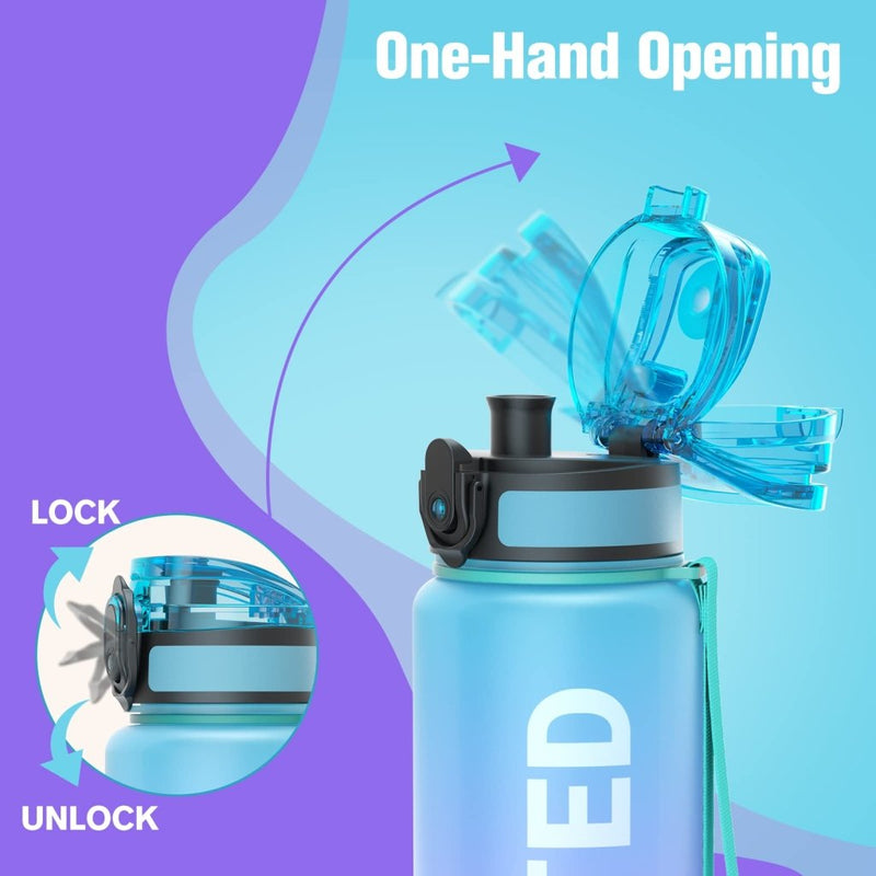 Laad afbeelding in Galerijviewer, Sahara Sailor Water Bottle, 32/25/17oz Durable and Leakproof Water Bottles Motivational with Time Marker, Tritan, BPA Free, Wide Mouth with Easy Clean Brush for Gym, Travel, School, Office (1 Bottle) - happygetfit.com
