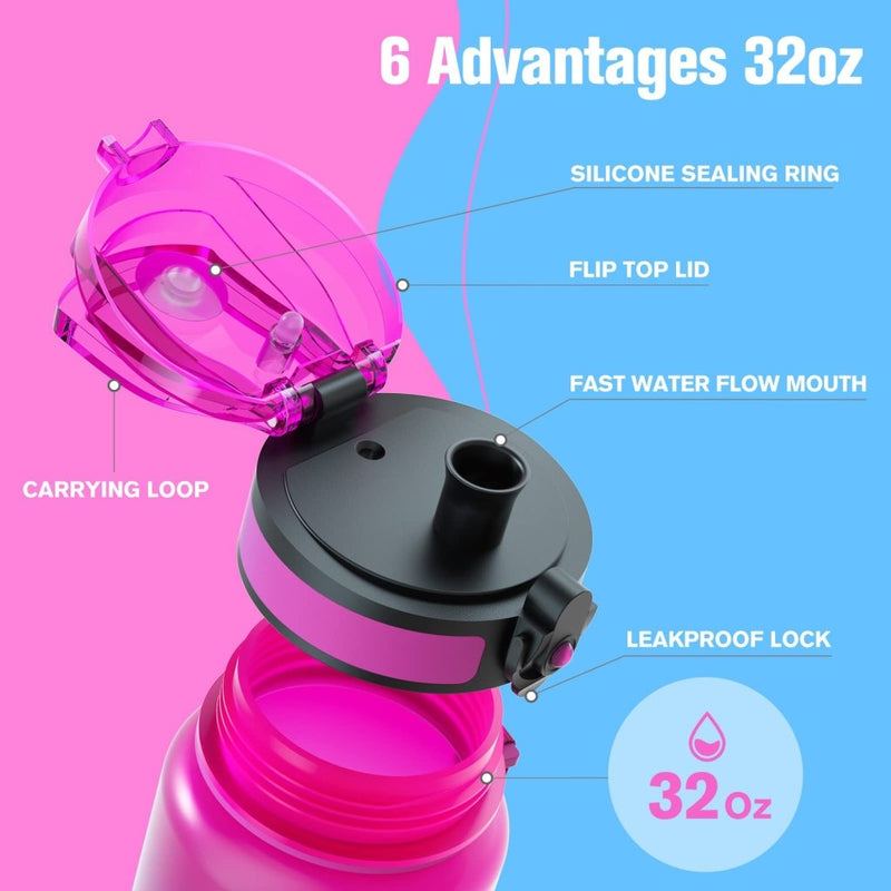Laad afbeelding in Galerijviewer, Sahara Sailor Water Bottle, 32/25/17oz Durable and Leakproof Water Bottles Motivational with Time Marker, Tritan, BPA Free, Wide Mouth with Easy Clean Brush for Gym, Travel, School, Office (1 Bottle) - happygetfit.com
