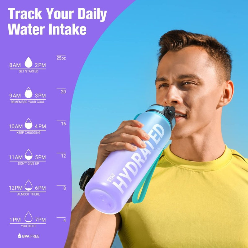 Laad afbeelding in Galerijviewer, Sahara Sailor Water Bottle, 32/25/17oz Durable and Leakproof Water Bottles Motivational with Time Marker, Tritan, BPA Free, Wide Mouth with Easy Clean Brush for Gym, Travel, School, Office (1 Bottle) - happygetfit.com
