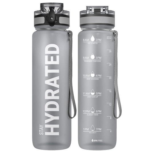 Sahara Sailor Water Bottle, 32/25/17oz Durable and Leakproof Water Bottles Motivational with Time Marker, Tritan, BPA Free, Wide Mouth with Easy Clean Brush for Gym, Travel, School, Office (1 Bottle) - happygetfit.com