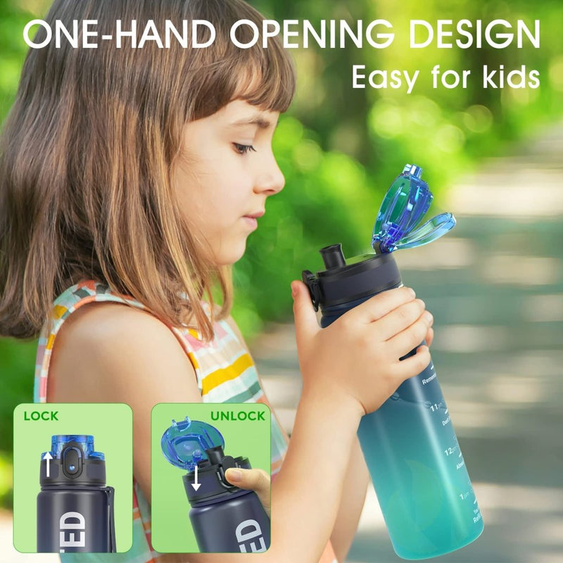 Laad afbeelding in Galerijviewer, Sahara Sailor Water Bottle, 32/25/17oz Durable and Leakproof Water Bottles Motivational with Time Marker, Tritan, BPA Free, Wide Mouth with Easy Clean Brush for Gym, Travel, School, Office (1 Bottle) - happygetfit.com
