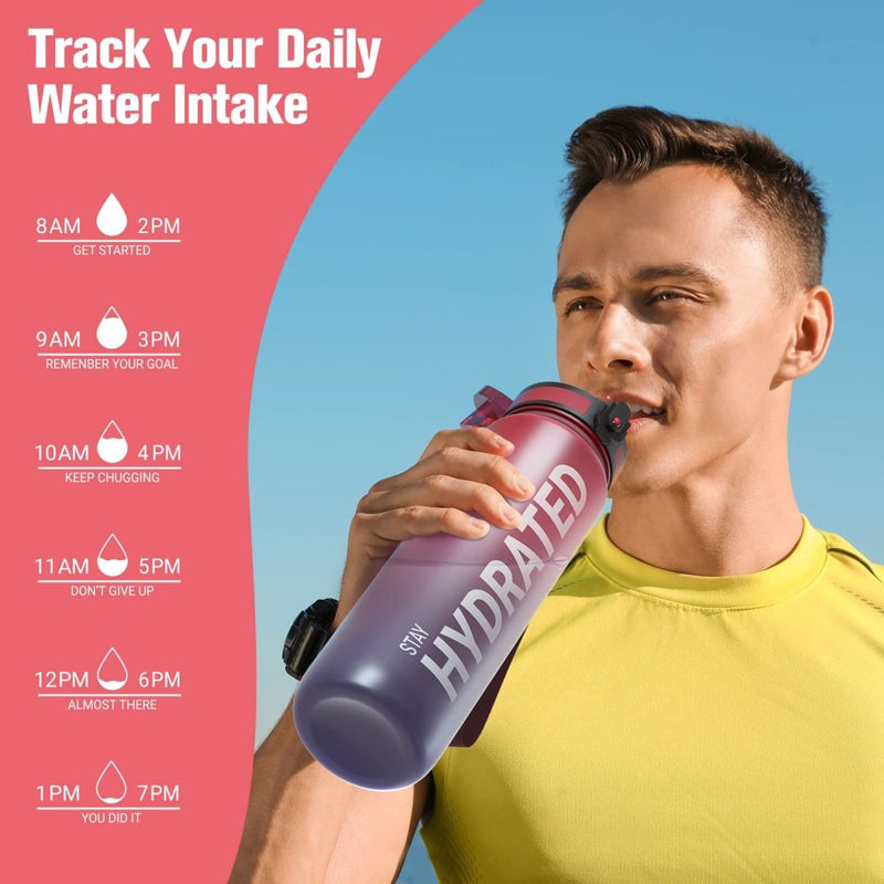 Laad afbeelding in Galerijviewer, Sahara Sailor Water Bottle, 32/25/17oz Durable and Leakproof Water Bottles Motivational with Time Marker, Tritan, BPA Free, Wide Mouth with Easy Clean Brush for Gym, Travel, School, Office (1 Bottle) - happygetfit.com
