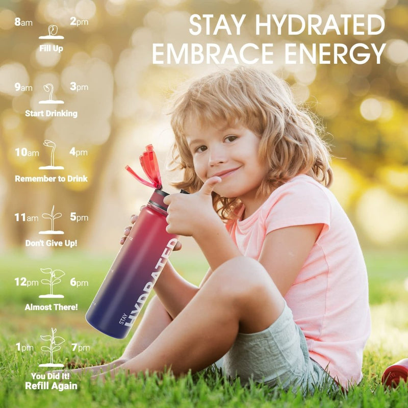 Laad afbeelding in Galerijviewer, Sahara Sailor Water Bottle, 32/25/17oz Durable and Leakproof Water Bottles Motivational with Time Marker, Tritan, BPA Free, Wide Mouth with Easy Clean Brush for Gym, Travel, School, Office (1 Bottle) - happygetfit.com
