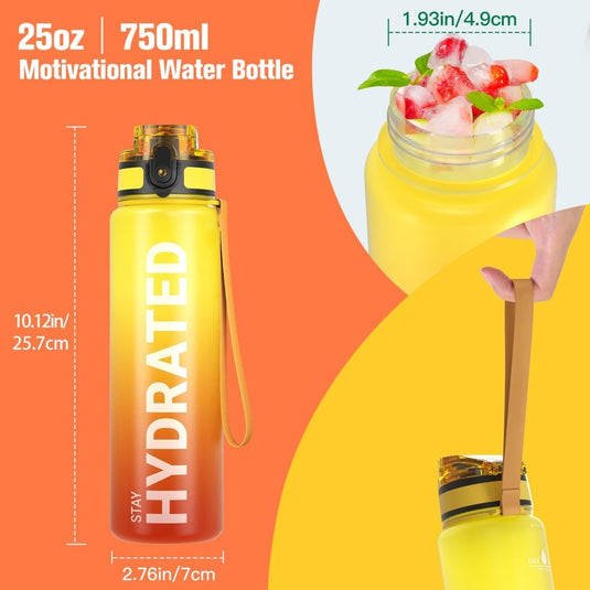 Sahara Sailor Water Bottle, 32/25/17oz Durable and Leakproof Water Bottles Motivational with Time Marker, Tritan, BPA Free, Wide Mouth with Easy Clean Brush for Gym, Travel, School, Office (1 Bottle) - happygetfit.com