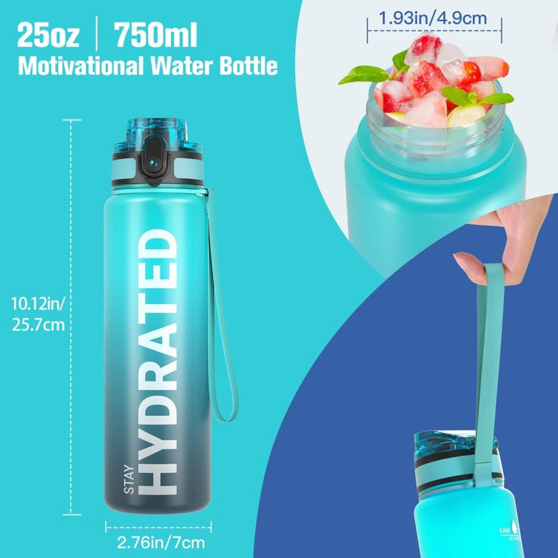Laad afbeelding in Galerijviewer, Sahara Sailor Water Bottle, 32/25/17oz Durable and Leakproof Water Bottles Motivational with Time Marker, Tritan, BPA Free, Wide Mouth with Easy Clean Brush for Gym, Travel, School, Office (1 Bottle) - happygetfit.com
