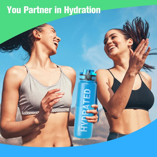 Sahara Sailor Water Bottle, 32/25/17oz Durable and Leakproof Water Bottles Motivational with Time Marker, Tritan, BPA Free, Wide Mouth with Easy Clean Brush for Gym, Travel, School, Office (1 Bottle) - happygetfit.com