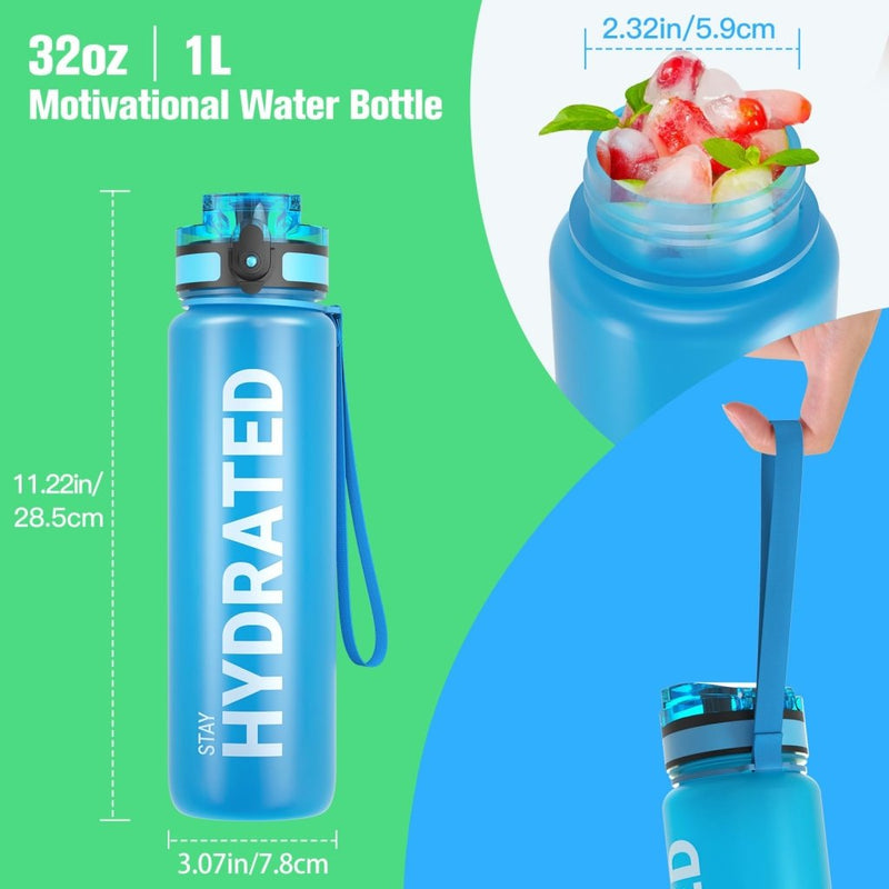 Laad afbeelding in Galerijviewer, Sahara Sailor Water Bottle, 32/25/17oz Durable and Leakproof Water Bottles Motivational with Time Marker, Tritan, BPA Free, Wide Mouth with Easy Clean Brush for Gym, Travel, School, Office (1 Bottle) - happygetfit.com
