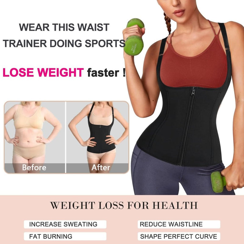 Laad afbeelding in Galerijviewer, Sauna vest dames sauna shirt afslanken neopreen buikweggordel korset dames buikweg onderborst taillevormer shapewear fitness thermo hot body shaper sauna vest zweten tank top - happygetfit.com
