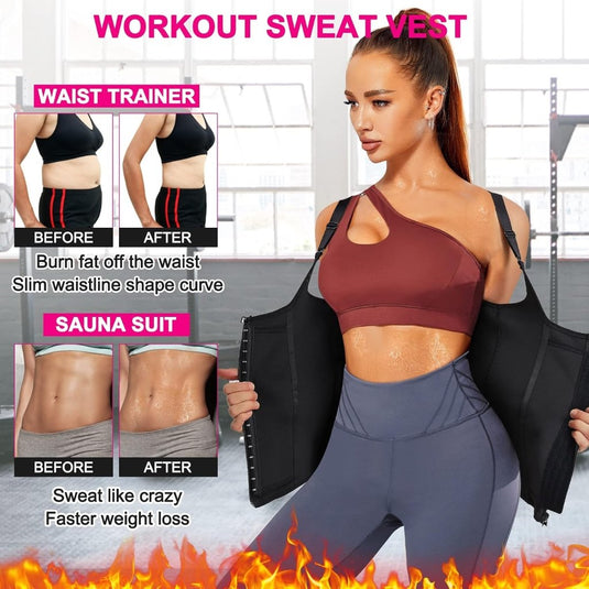 Sauna vest dames sauna shirt neopreen buikweggordel korset dames buikweg onderborst taillevormer shapewear fitness thermo hot body shaper sauna-vest zweten tank top - happygetfit.com
