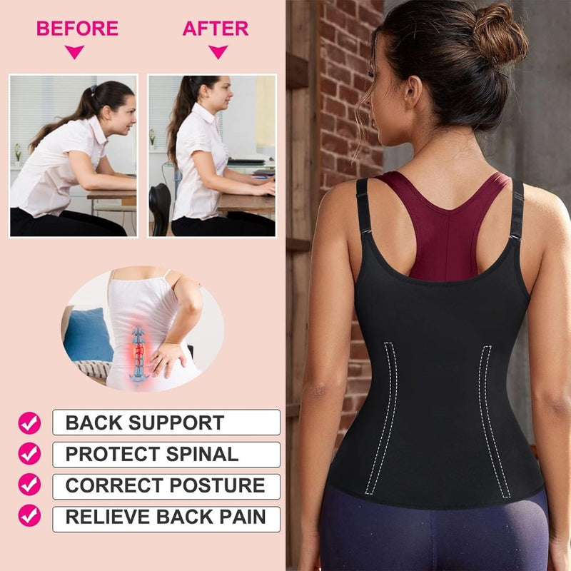 Load image into Gallery viewer, Sauna vest dames sauna shirt neopreen buikweggordel korset dames buikweg onderborst taillevormer shapewear fitness thermo hot body shaper sauna-vest zweten tank top - happygetfit.com
