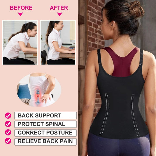Sauna vest dames sauna shirt neopreen buikweggordel korset dames buikweg onderborst taillevormer shapewear fitness thermo hot body shaper sauna-vest zweten tank top - happygetfit.com