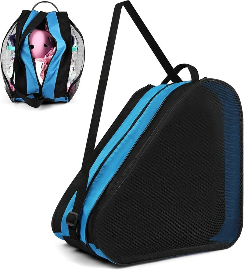 Laad afbeelding in Galerijviewer, Schaatstas 39 x 28 x 40 cm met 3 opbergvakken en verstelbare schouderriem voor rolschaatsen en inline skates – skatetas – schaatsopbergtas - happygetfit.com
