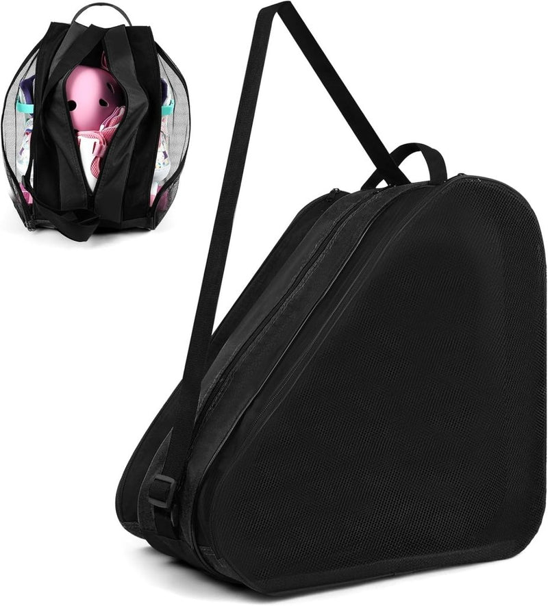Laad afbeelding in Galerijviewer, Schaatstas 39 x 28 x 40 cm met 3 opbergvakken en verstelbare schouderriem voor rolschaatsen en inline skates – skatetas – schaatsopbergtas - happygetfit.com
