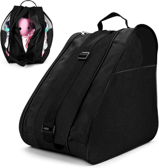 Schaatstas 39 x 28 x 40 cm met 3 opbergvakken en verstelbare schouderriem voor rolschaatsen en inline skates – skatetas – schaatsopbergtas - happygetfit.com