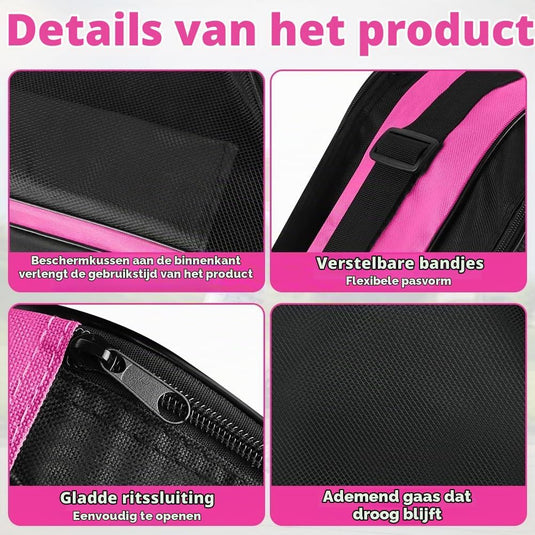 Schaatstas 39 x 28 x 40 cm met 3 opbergvakken en verstelbare schouderriem voor rolschaatsen en inline skates – skatetas – schaatsopbergtas - happygetfit.com